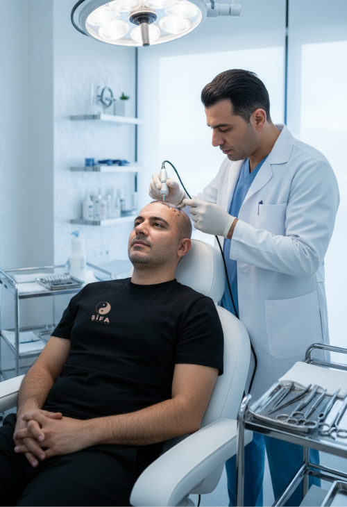 Sapphire FUE saç ekimi işlemi ve greft planlama